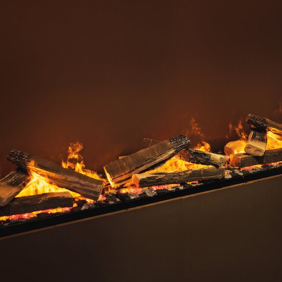 With the eSENSE electric fire, LED lamps provide additional light in the room.