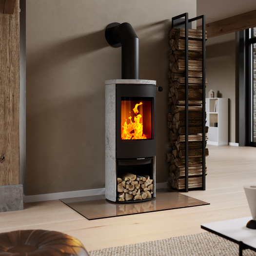 CARO 120 with soapstone cladding Wood stove CARO 120 with steel door in black and soapstone cladding