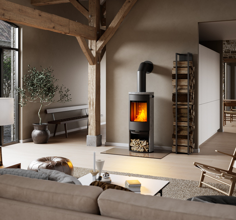 CARO 120 with soapstone cladding Wood stove CARO 120  with soapstone cladding in a rustic house