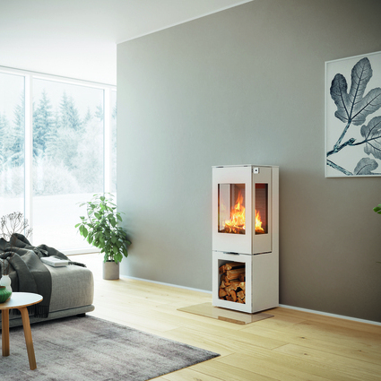 NEXO 120 in white with wood storage module
