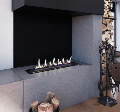 Denver F6 bioethanol burner in the house entrance