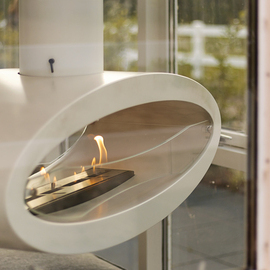 Nauaufnahme Ellipse Ceiling with flame Elliptical bioethanol fireplace Ellipse Ceiling in white from Decoflame