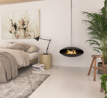 Espoo Ceiling in the bedroom, cream colour Espoo Ceiling bioethanol fireplaces in the bedroom
