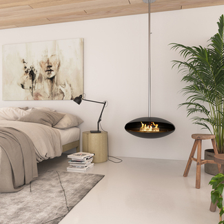 Espoo Ceiling in the bedroom, cream colour Espoo Ceiling bioethanol fireplaces in the bedroom