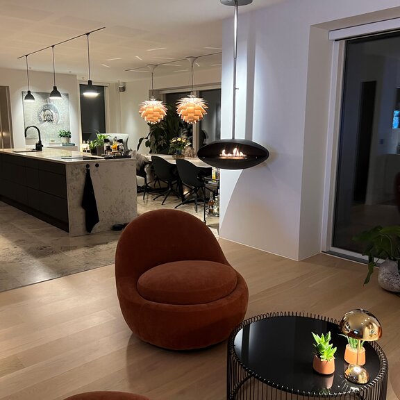 Espoo Ceiling bioethanol fireplaces in the dining room