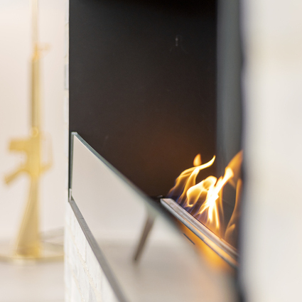 Bioethanol burner Montreal Front Glass pane in detail