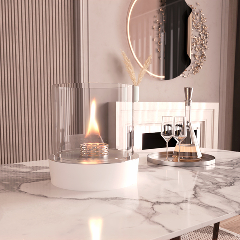 Nice bioethanol burner on an elegant dining table