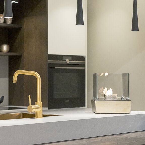 Nice bioethanol burner in a modern kitchen