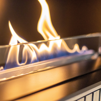 Bioethanol burner Panel Wall Front high flame and glass panel
