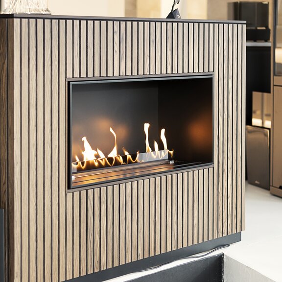 Bioethanol burner Panel Wall Front deep wood panelling