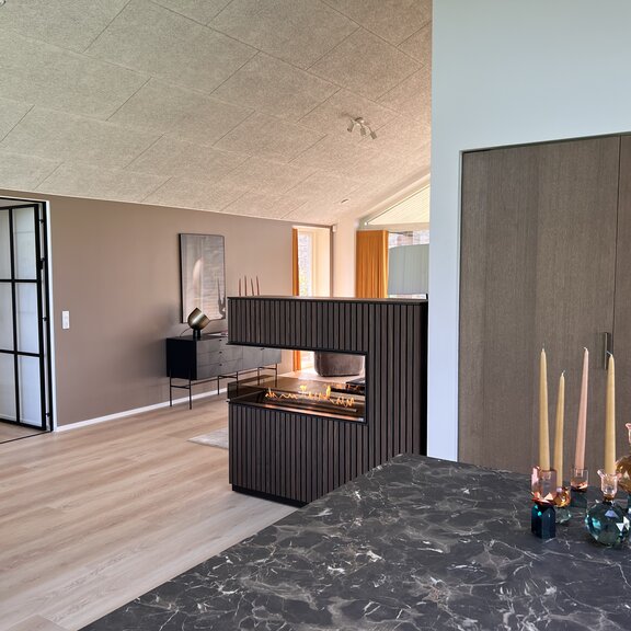 Bioethanol burner Panel Wall room divider in the living room
