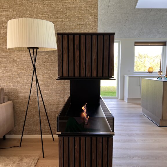 Bioethanol burner Panel Wall room divider with depth at the front