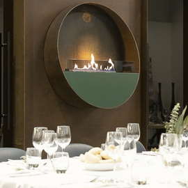 Tokyo bioethanol fireplaces in green Tokyo bioethanol fireplaces in green in the dining room