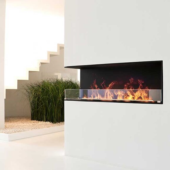 Electric fire Montreal 2-sided in white wall